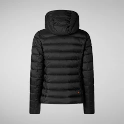 Women's Animal free Puffer Jacket Amelie with Detachable Hood in Black