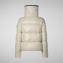 Women's Animal free Puffer Jacket Moma with Faux Fur Lining in Rainy Beige