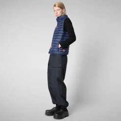 Women's Animal free Puffer Vest Charlotte in Navy Blue