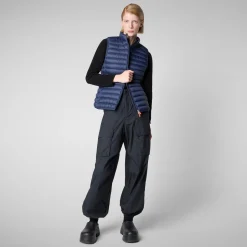 Women's Animal free Puffer Vest Charlotte in Navy Blue
