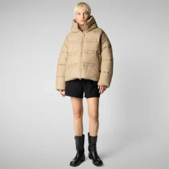 Women's animal free puffer jacket Keri in sturdust beige