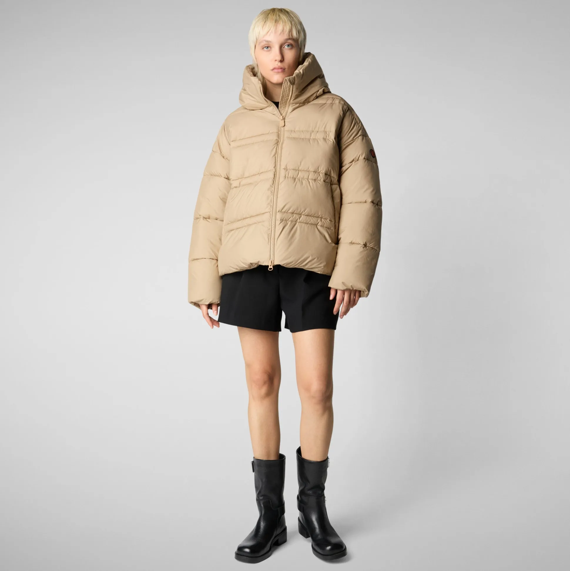 Women's animal free puffer jacket Keri in sturdust beige