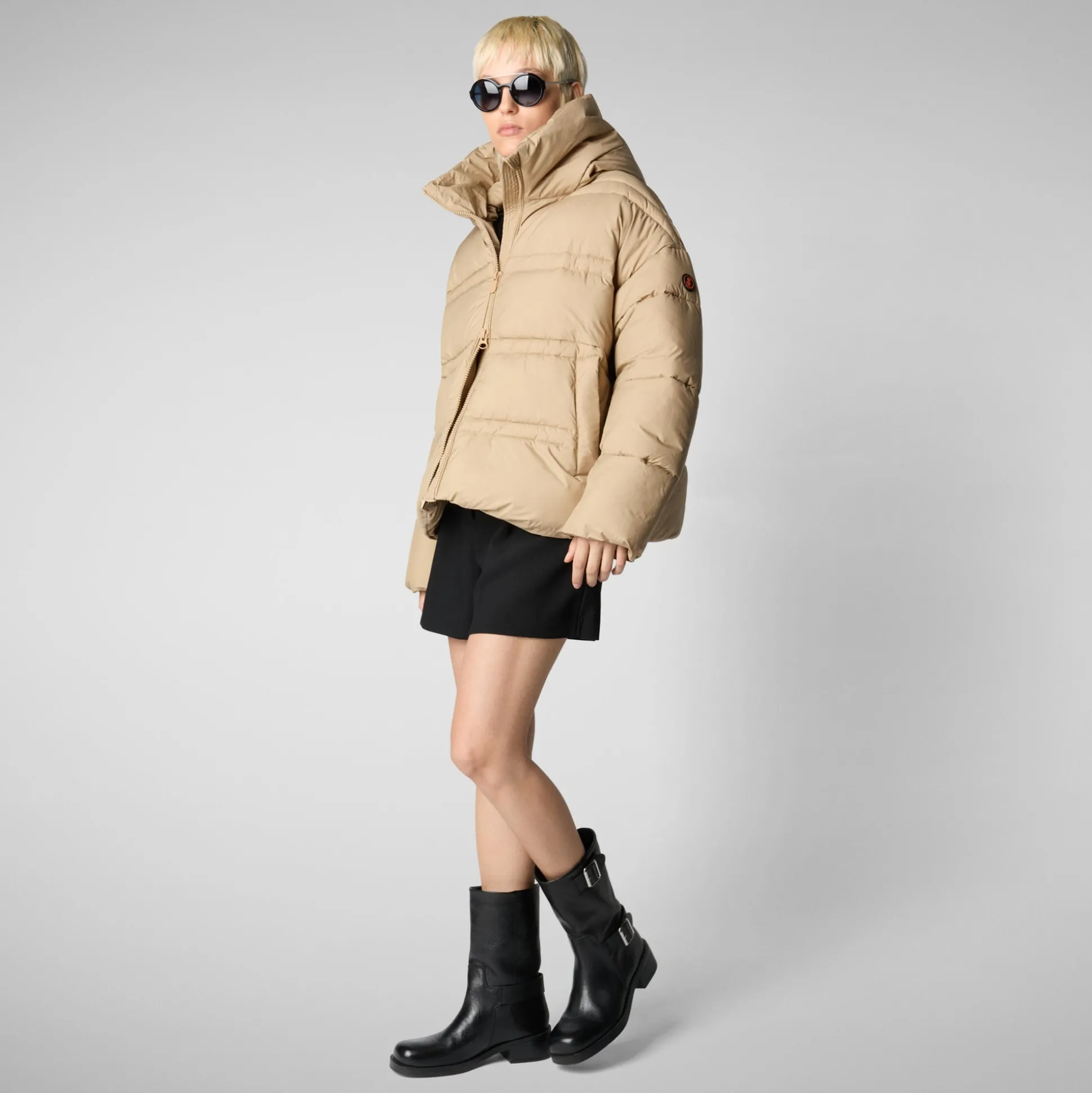 Women's animal free puffer jacket Keri in sturdust beige