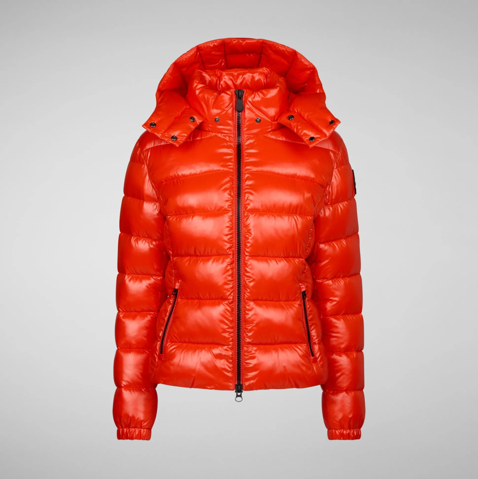 Women's Cosmary Puffer Jacket with Detachable Hood in Poppy Red