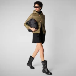 Women's Daisy Hooded Puffer Jacket in Husk Green