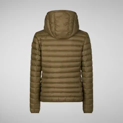 Women's Daisy Hooded Puffer Jacket in Husk Green