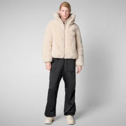 Women's Faux Fur Jacket Kennie in Shore Beige