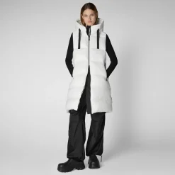 Women's Hooded Animal free Puffer Vest Iria in Off white