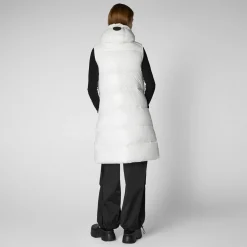 Women's Hooded Animal free Puffer Vest Iria in Off white