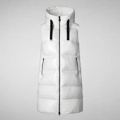 Women's Hooded Animal free Puffer Vest Iria in Off white