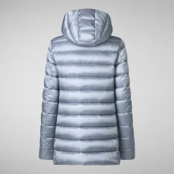 Women's Hooded Animal free Puffer Coat Drimia in Blue Fog