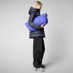 Women's Hooded Animal free Puffer Coat Drimia in Blue Black