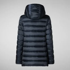 Women's Hooded Animal free Puffer Coat Drimia in Blue Black