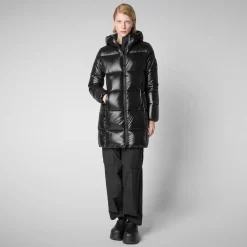 Women's Hooded Animal free Puffer Coat Ines in Black