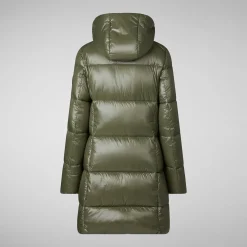 Women's Hooded Animal free Puffer Jacket Ines in Laurel Green