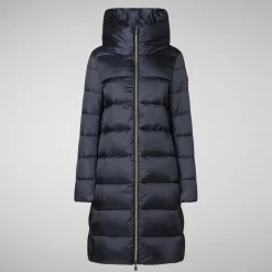 Women's Hooded Animal free Puffer Lysa Coat Blue Black