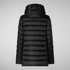Women's Hooded Animal free Puffer Coat Drimia in Black