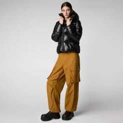 Women's Hooded Animal free Puffer Jacket Biddy in Black