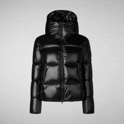 Women's Hooded Animal free Puffer Jacket Biddy in Black