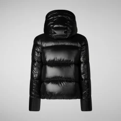 Women's Hooded Animal free Puffer Jacket Biddy in Black