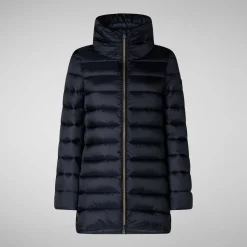 Women's Hooded Animal free Puffer Coat Lydia in blue black