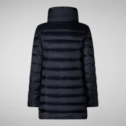 Women's Hooded Animal free Puffer Coat Lydia in blue black