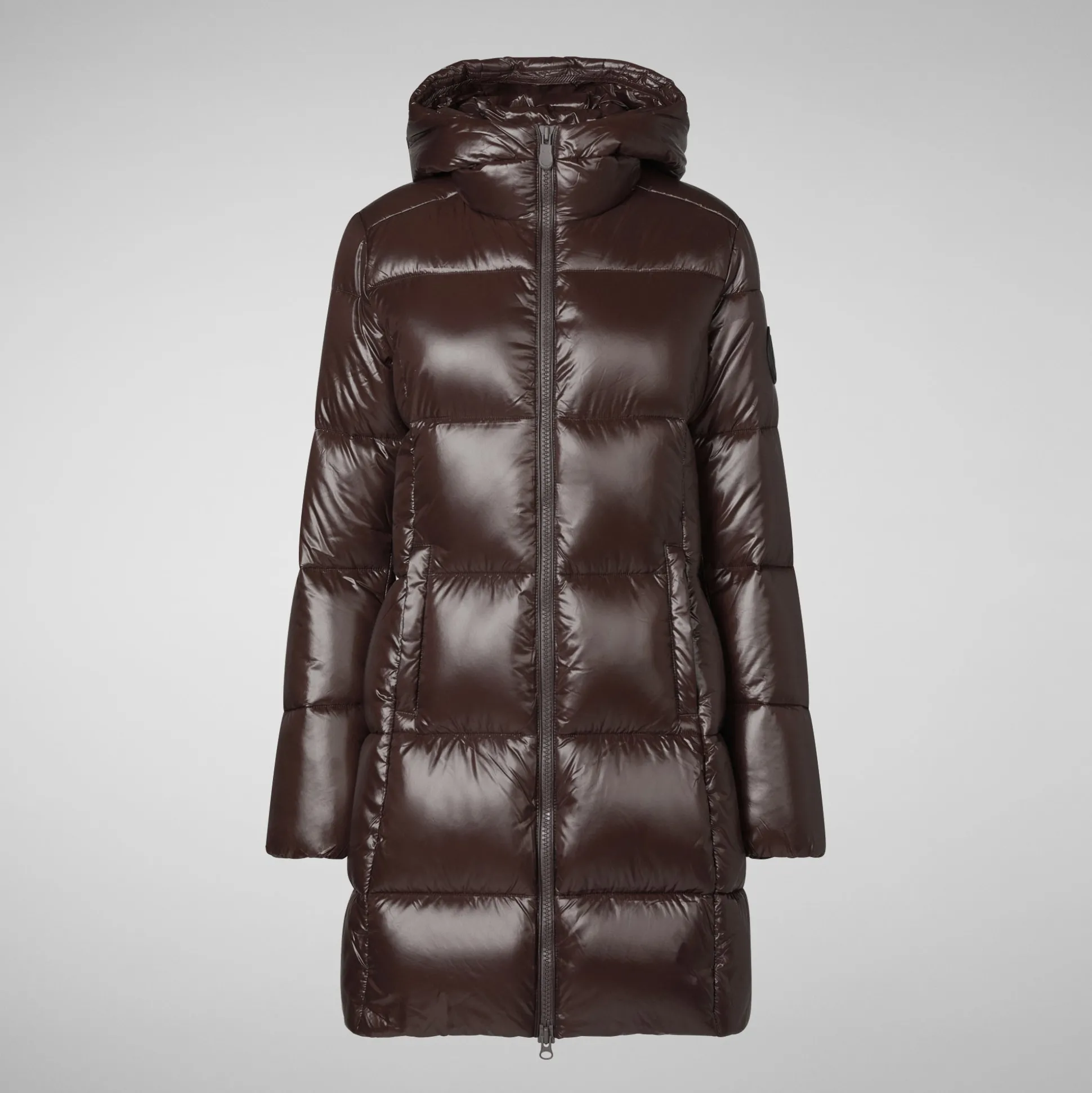 Women's Hooded Animal free Puffer Coat Ines in Brown Black