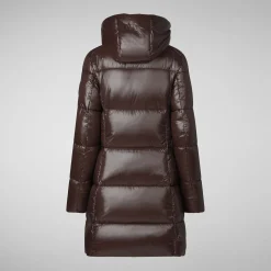Women's Hooded Animal free Puffer Coat Ines in Brown Black