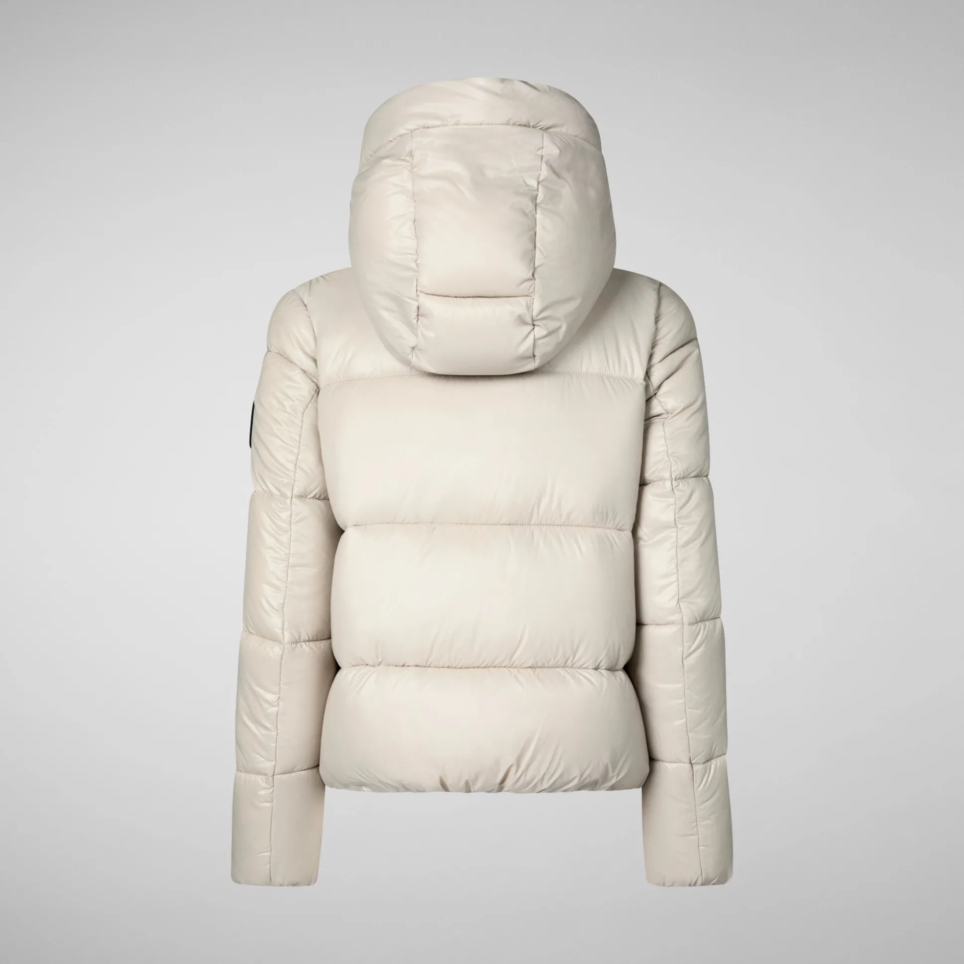 Women's Hooded Animal free Puffer Jacket Biddy in Rainy Beige