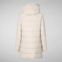 Women's Hooded Animal free Puffer Coat Tatiana in Shore Beige