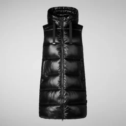 Women's Hooded Animal free Puffer Vest Iria in Black