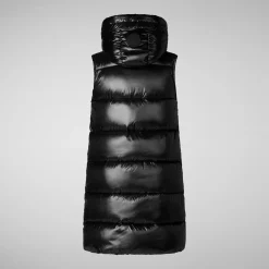 Women's Hooded Animal free Puffer Vest Iria in Black