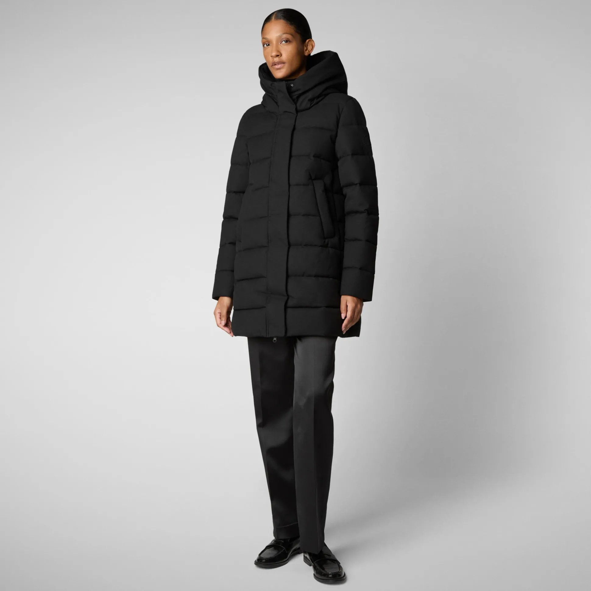 Women's Hooded Animal free Puffer Coat Tatiana in Black