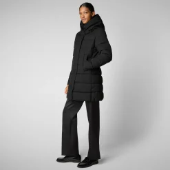 Women's Hooded Animal free Puffer Coat Tatiana in Black