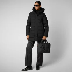 Women's Hooded Animal free Puffer Coat Tatiana in Black