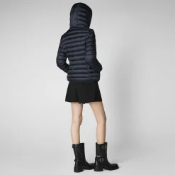 Women's Hooded Animal free Puffer Jacket Alexis in  Blue Black