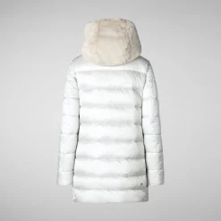 Women's Hooded Animal free Puffer Coat Matilda with Faux Fur in Fog Grey