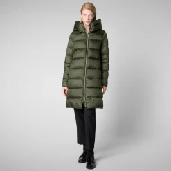 Women's Hooded Animal free Puffer Lysa Coat Pine Green