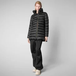 Women's Hooded Animal free Puffer Coat Lydia in black
