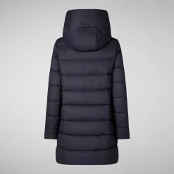 Women's Hooded Animal free Puffer Coat Tatiana in Blue Black