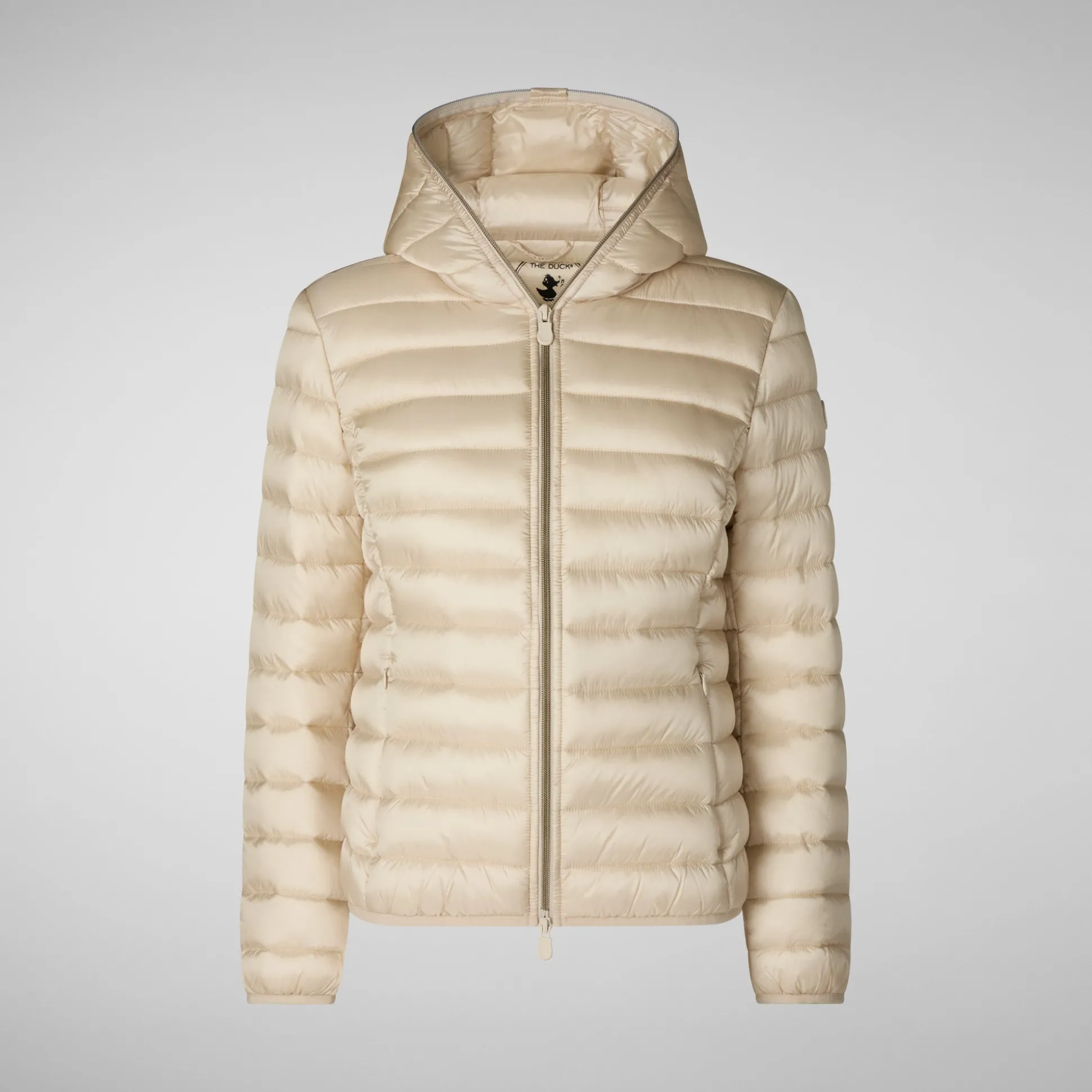 Women's Hooded Animal free Puffer Jacket Alexis in Shore Beige