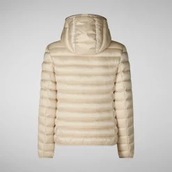 Women's Hooded Animal free Puffer Jacket Alexis in Shore Beige