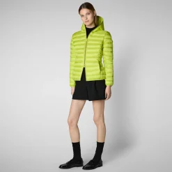 Women's Hooded Animal free Puffer Jacket Alexis in Lichen Green