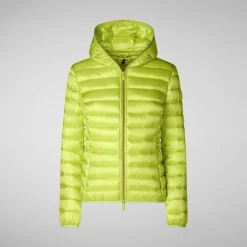 Women's Hooded Animal free Puffer Jacket Alexis in Lichen Green