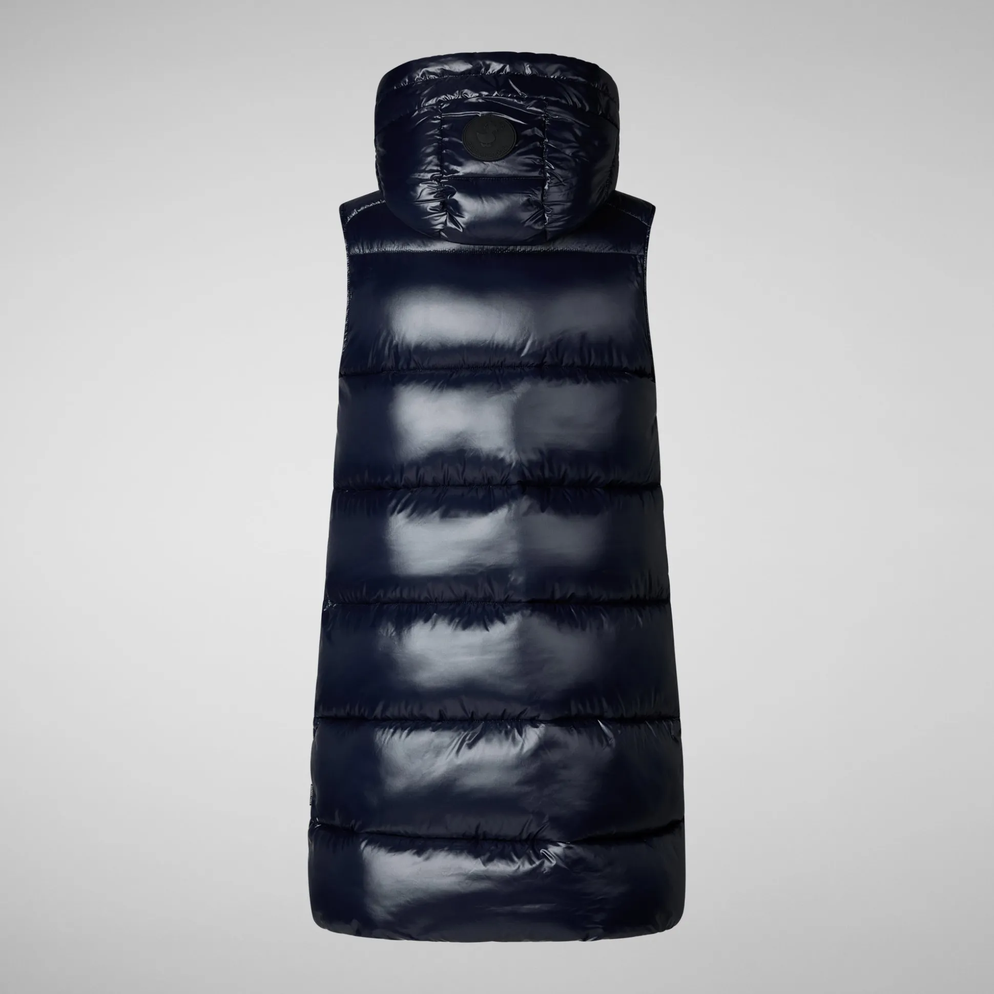 Women's Hooded Animal free Puffer Vest Iria in blue black