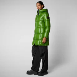 Women's Hooded Animal free Puffer Jacket Ines in Grass Green