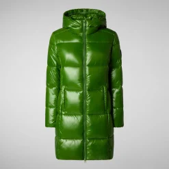 Women's Hooded Animal free Puffer Jacket Ines in Grass Green