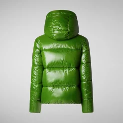 Women's Hooded Animal free Puffer Jacket Biddy in Grass Green