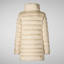 Women's Hooded Animal free Puffer Coat Lydia in shore Beige