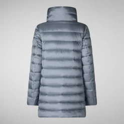 Women's Hooded Animal free Puffer Coat Lydia in blue fog